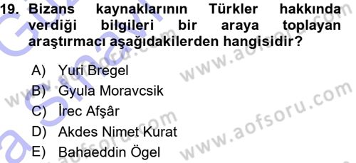 Tarih Metodu Dersi 2015 - 2016 Yılı (Vize) Ara Sınav Soruları 19. Soru