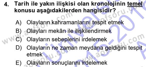 Tarih Metodu Dersi 2015 - 2016 Yılı (Vize) Ara Sınav Soruları 4. Soru