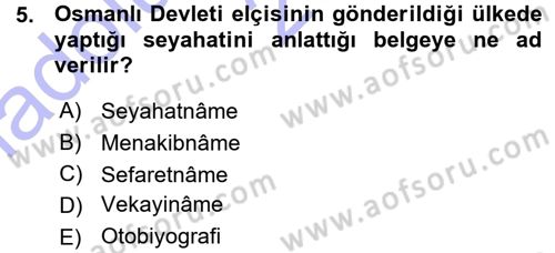 Tarih Metodu Dersi 2015 - 2016 Yılı (Vize) Ara Sınav Soruları 5. Soru