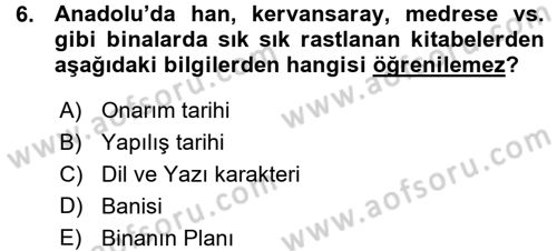 Tarih Metodu Dersi 2015 - 2016 Yılı (Vize) Ara Sınav Soruları 6. Soru