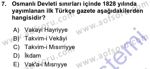 Tarih Metodu Dersi 2015 - 2016 Yılı (Vize) Ara Sınav Soruları 7. Soru