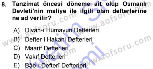 Tarih Metodu Dersi 2015 - 2016 Yılı (Vize) Ara Sınav Soruları 8. Soru