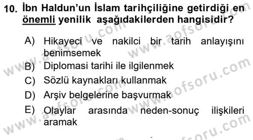 Tarih Metodu Dersi 2015 - 2016 Yılı (Final) Dönem Sonu Sınav Soruları 10. Soru