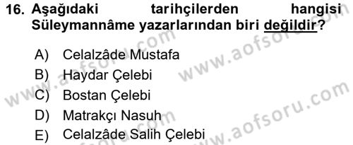 Tarih Metodu Dersi 2015 - 2016 Yılı (Final) Dönem Sonu Sınav Soruları 16. Soru