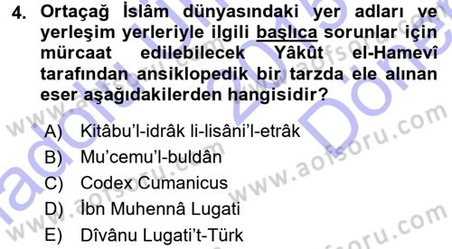 Tarih Metodu Dersi 2015 - 2016 Yılı (Final) Dönem Sonu Sınav Soruları 4. Soru