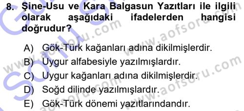 Tarih Metodu Dersi 2015 - 2016 Yılı (Final) Dönem Sonu Sınav Soruları 8. Soru