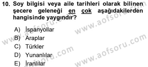 Tarih Metodu Dersi Ara Sınavı Deneme Sınav Soruları 10. Soru
