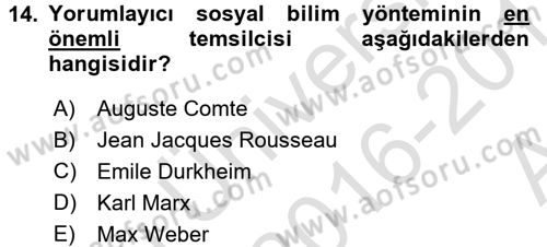 Tarih Metodu Dersi Ara Sınavı Deneme Sınav Soruları 14. Soru