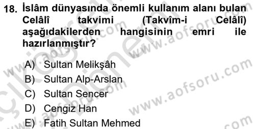 Tarih Metodu Dersi 2016 - 2017 Yılı (Vize) Ara Sınav Soruları 18. Soru