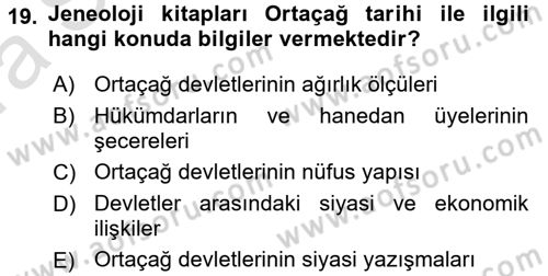 Tarih Metodu Dersi Ara Sınavı Deneme Sınav Soruları 19. Soru