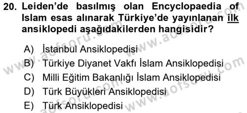 Tarih Metodu Dersi Ara Sınavı Deneme Sınav Soruları 20. Soru