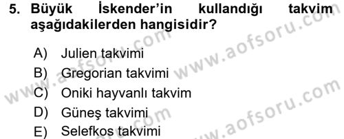 Tarih Metodu Dersi 2016 - 2017 Yılı (Vize) Ara Sınav Soruları 5. Soru