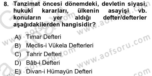 Tarih Metodu Dersi Ara Sınavı Deneme Sınav Soruları 8. Soru