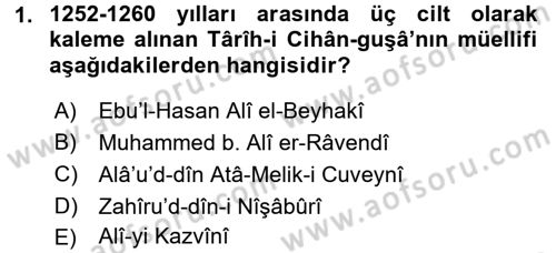 Tarih Metodu Dersi 2016 - 2017 Yılı (Final) Dönem Sonu Sınav Soruları 1. Soru
