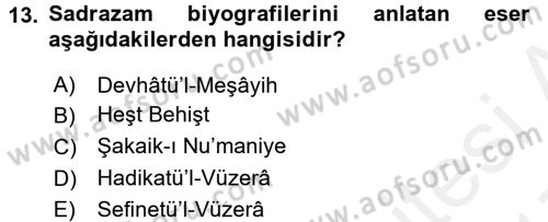 Tarih Metodu Dersi 2016 - 2017 Yılı (Final) Dönem Sonu Sınav Soruları 13. Soru