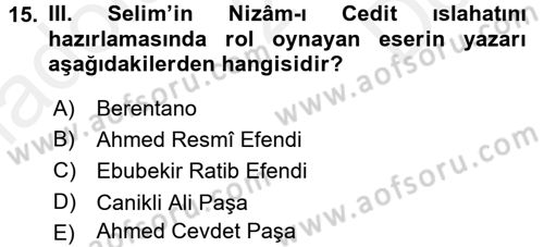 Tarih Metodu Dersi 2016 - 2017 Yılı (Final) Dönem Sonu Sınav Soruları 15. Soru