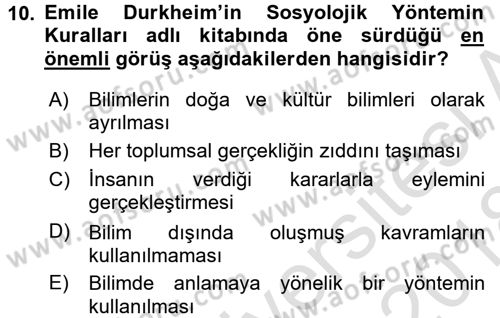 Tarih Metodu Dersi 2017 - 2018 Yılı (Vize) Ara Sınavı 10. Soru