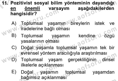 Tarih Metodu Dersi 2017 - 2018 Yılı (Vize) Ara Sınav Soruları 11. Soru