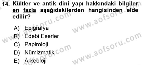 Tarih Metodu Dersi 2017 - 2018 Yılı (Vize) Ara Sınav Soruları 14. Soru