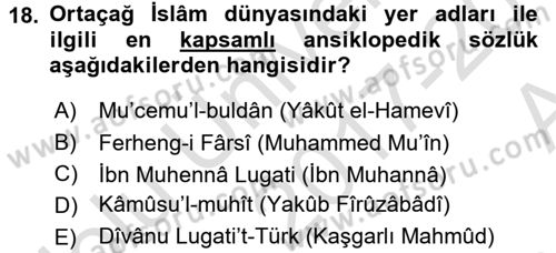 Tarih Metodu Dersi 2017 - 2018 Yılı (Vize) Ara Sınav Soruları 18. Soru
