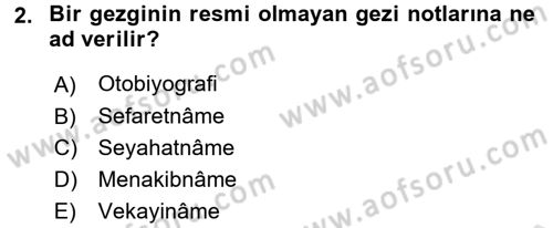 Tarih Metodu Dersi 2017 - 2018 Yılı (Vize) Ara Sınavı 2. Soru