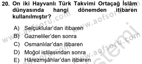 Tarih Metodu Dersi 2017 - 2018 Yılı (Vize) Ara Sınav Soruları 20. Soru