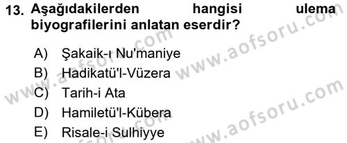 Tarih Metodu Dersi 2017 - 2018 Yılı (Final) Dönem Sonu Sınav Soruları 13. Soru