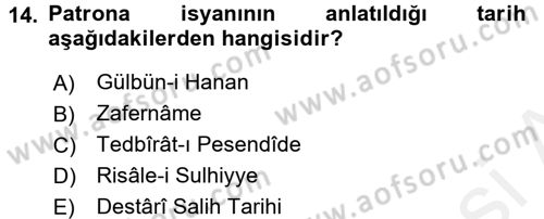 Tarih Metodu Dersi 2017 - 2018 Yılı (Final) Dönem Sonu Sınav Soruları 14. Soru