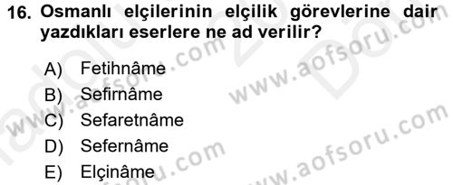 Tarih Metodu Dersi 2017 - 2018 Yılı (Final) Dönem Sonu Sınav Soruları 16. Soru