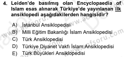 Tarih Metodu Dersi 2017 - 2018 Yılı (Final) Dönem Sonu Sınav Soruları 4. Soru