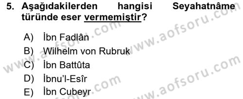 Tarih Metodu Dersi 2017 - 2018 Yılı (Final) Dönem Sonu Sınav Soruları 5. Soru