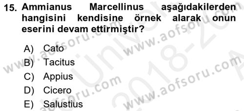 Tarih Metodu Dersi Ara Sınavı Deneme Sınav Soruları 15. Soru