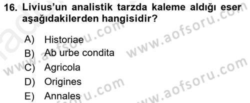 Tarih Metodu Dersi 2018 - 2019 Yılı (Vize) Ara Sınav Soruları 16. Soru