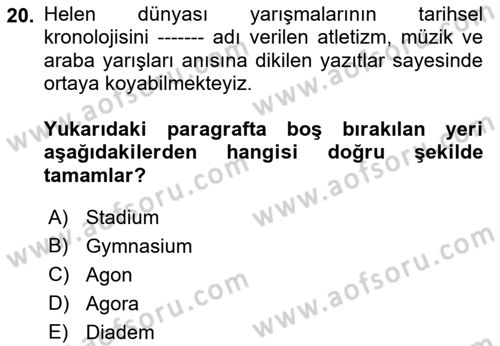 Tarih Metodu Dersi Ara Sınavı Deneme Sınav Soruları 20. Soru