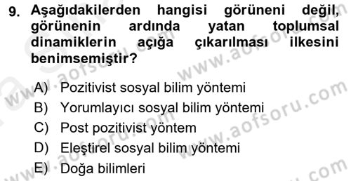 Tarih Metodu Dersi 2018 - 2019 Yılı (Vize) Ara Sınav Soruları 9. Soru