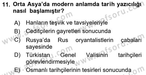 Tarih Metodu Dersi 2018 - 2019 Yılı (Final) Dönem Sonu Sınav Soruları 11. Soru