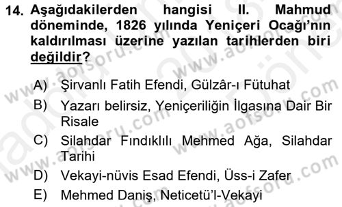 Tarih Metodu Dersi 2018 - 2019 Yılı (Final) Dönem Sonu Sınav Soruları 14. Soru