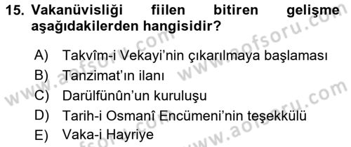 Tarih Metodu Dersi 2018 - 2019 Yılı (Final) Dönem Sonu Sınav Soruları 15. Soru