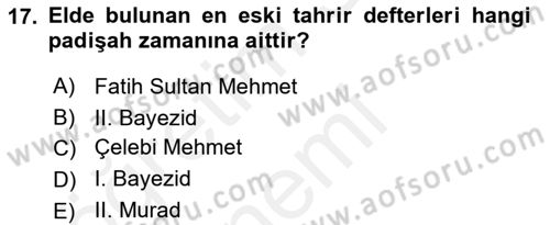 Tarih Metodu Dersi 2018 - 2019 Yılı (Final) Dönem Sonu Sınav Soruları 17. Soru