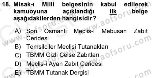 Tarih Metodu Dersi 2018 - 2019 Yılı (Final) Dönem Sonu Sınav Soruları 18. Soru