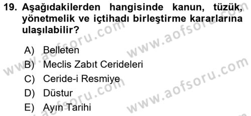 Tarih Metodu Dersi 2018 - 2019 Yılı (Final) Dönem Sonu Sınav Soruları 19. Soru