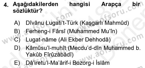 Tarih Metodu Dersi 2018 - 2019 Yılı (Final) Dönem Sonu Sınav Soruları 4. Soru