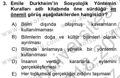 Tarih Metodu Dersi 2018 - 2019 Yılı Yaz Okulu Sınav Soruları 3. Soru