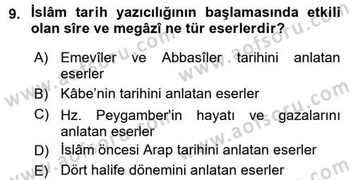 Tarih Metodu Dersi 2018 - 2019 Yılı Yaz Okulu Sınav Soruları 9. Soru