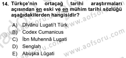 Tarih Metodu Dersi 2019 - 2020 Yılı (Vize) Ara Sınav Soruları 14. Soru