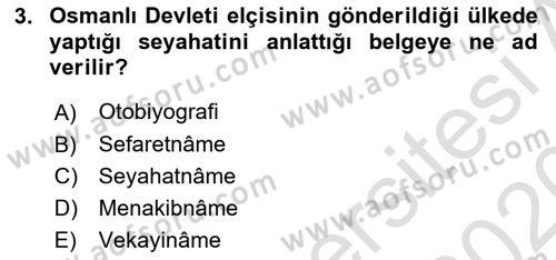 Tarih Metodu Dersi 2019 - 2020 Yılı (Vize) Ara Sınav Soruları 3. Soru