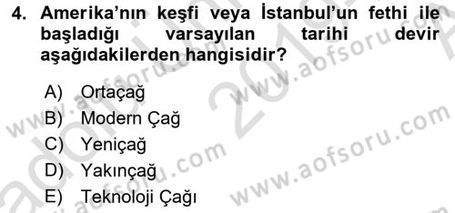 Tarih Metodu Dersi 2019 - 2020 Yılı (Vize) Ara Sınav Soruları 4. Soru