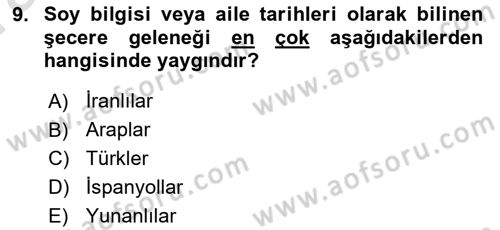 Tarih Metodu Dersi 2019 - 2020 Yılı (Vize) Ara Sınav Soruları 9. Soru