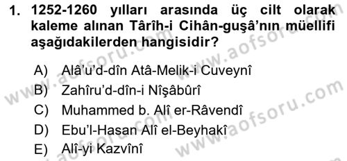 Tarih Metodu Dersi 2019 - 2020 Yılı (Final) Dönem Sonu Sınav Soruları 1. Soru
