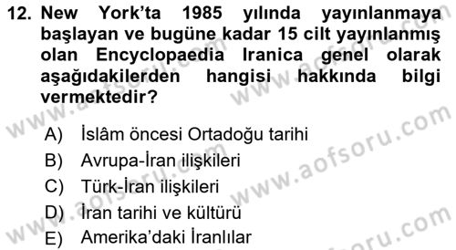 Tarih Metodu Dersi 2019 - 2020 Yılı (Final) Dönem Sonu Sınav Soruları 12. Soru